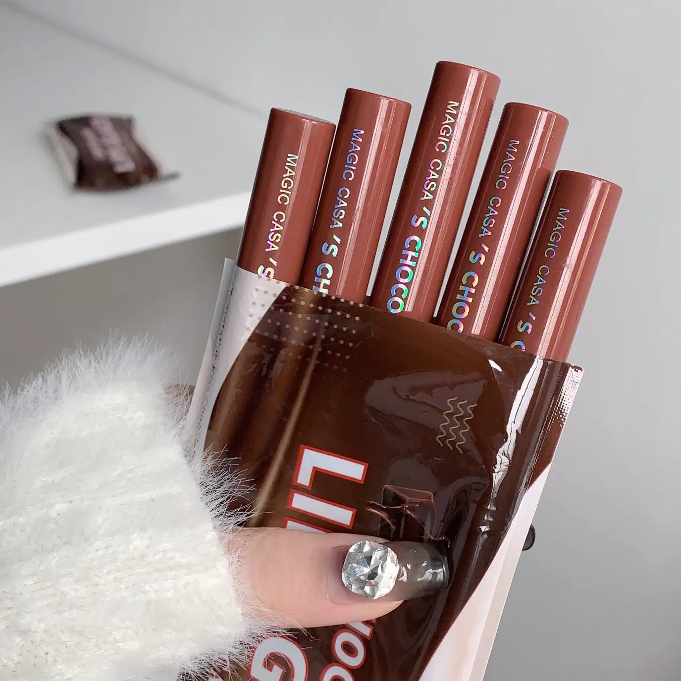 Chocolate Mist Matte Non fading Lip Gloss Waterproof Long Lasting Tint Lip Glaze Lipstick Set Cosmetic