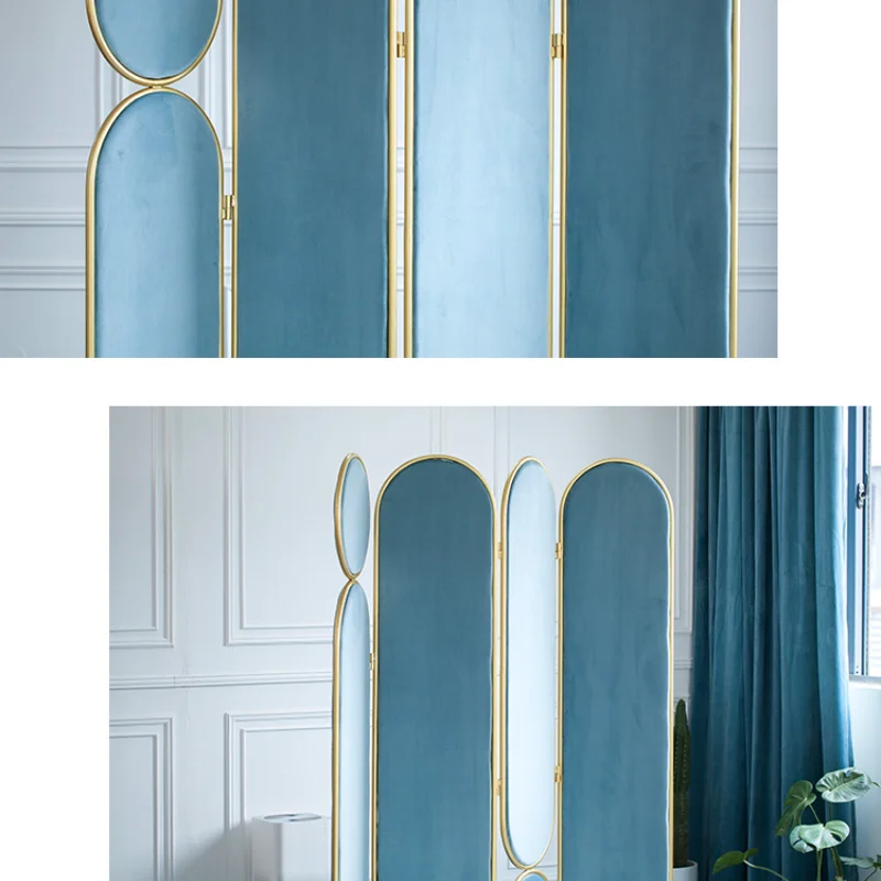 New Type Top Sale Nordic Metal Velvet Folding Decoration Divider Partition Screen for Home