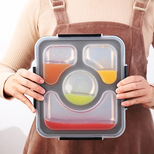 New each compartments leakproof 4 buckles PP lid hot water thermal bottom 304 stainless steel 4/5 compartments bento lunch box