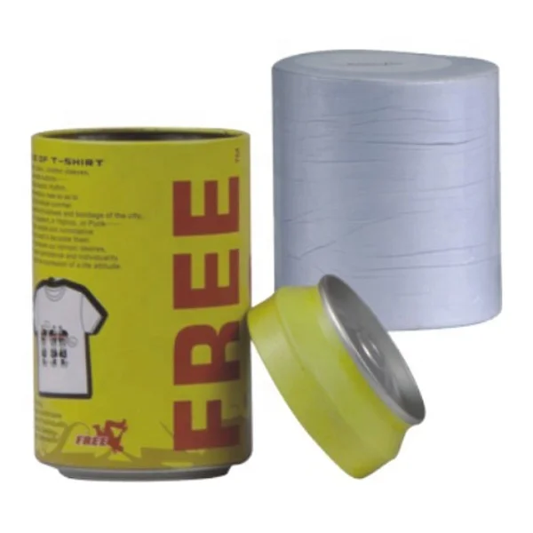 Promotional Tin Can Compressed T-Shirt  Adult Compress Mens Soft Cotton T Shirts