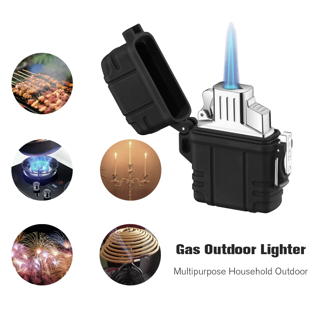 Portable adjustable blue soft flame cigarette refillable lighter gas