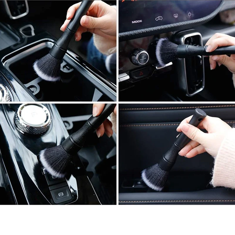 Factory Wholesale Natural Detail Wheel Brush Car Cleaning Detail Soft Hair Ventilated Car Wash Brush