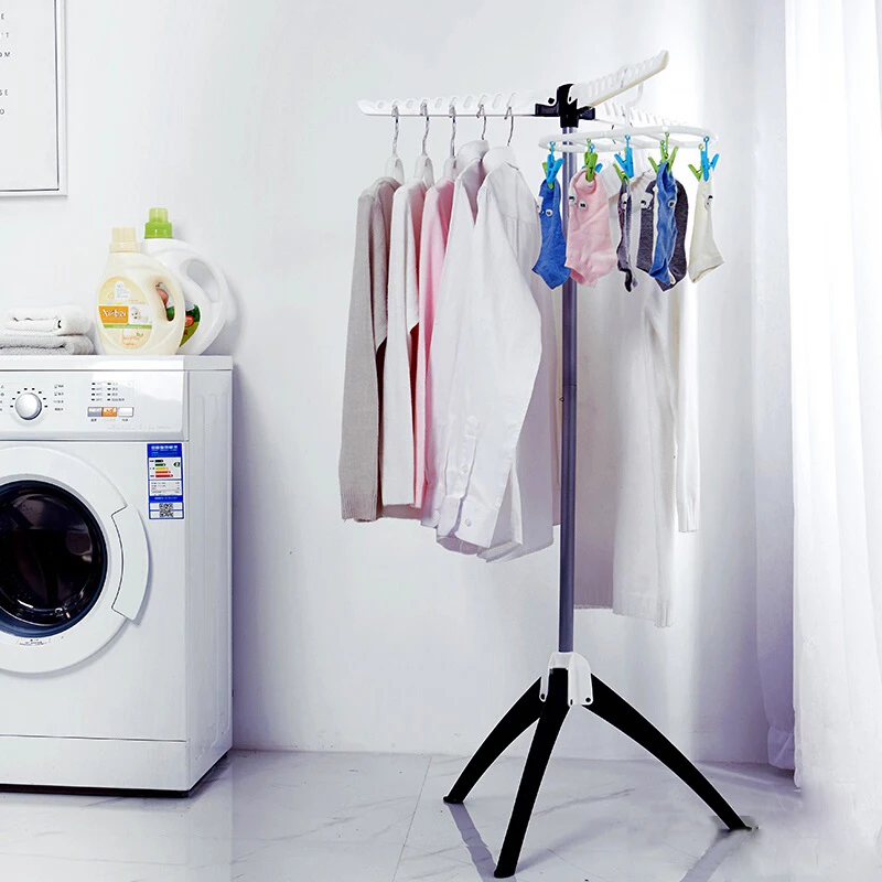 Portable Tripod design foldable indoor clothes drying rack bedroom bathroom garment rack