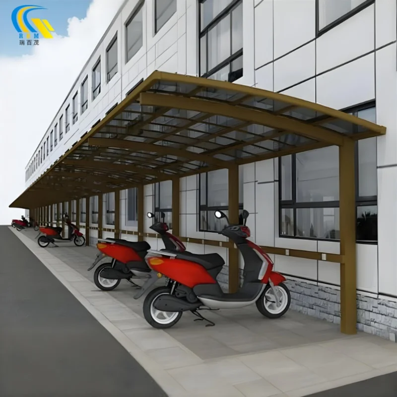 Modern Design Aluminum Alloy Single-Sided Carport Multifunctional Rain Sun Protection Parking Garage Steel PC Cars Outdoor Use