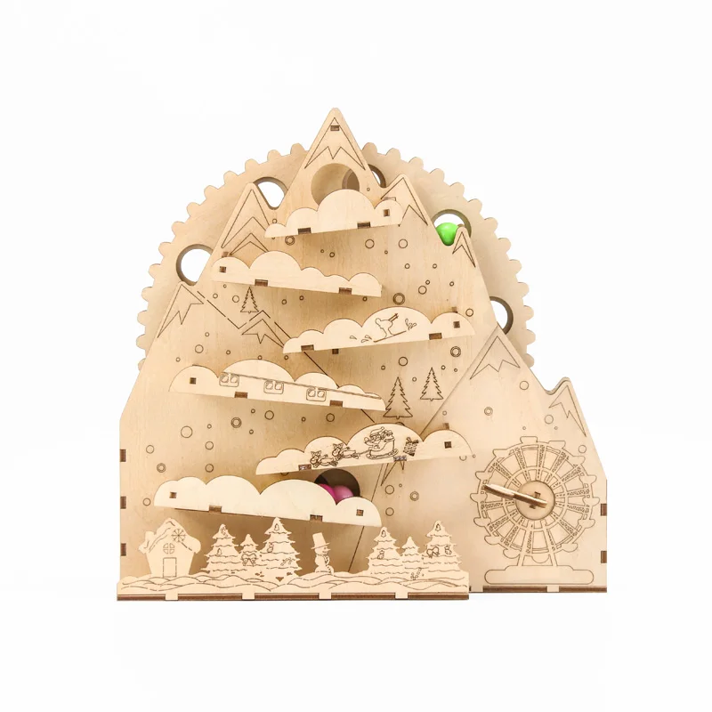 Creative Mechanical Gear Running Track 3D Wooden DIY Puzzles plywood educational  toy wood montessori toys for kids