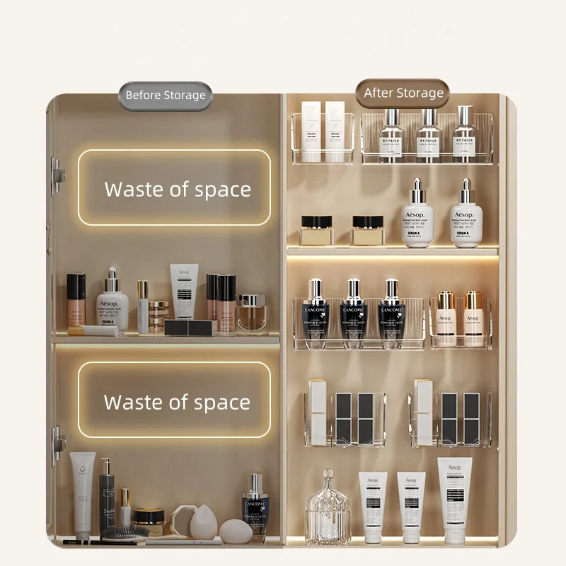 Clear Acrylic Cabinet Organizers Wall Mounted Shelf Bathroom Storage Holders Racks