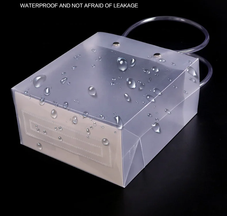 Eco-friendly wholesale transparent pvc handle shopping packaging gift bags