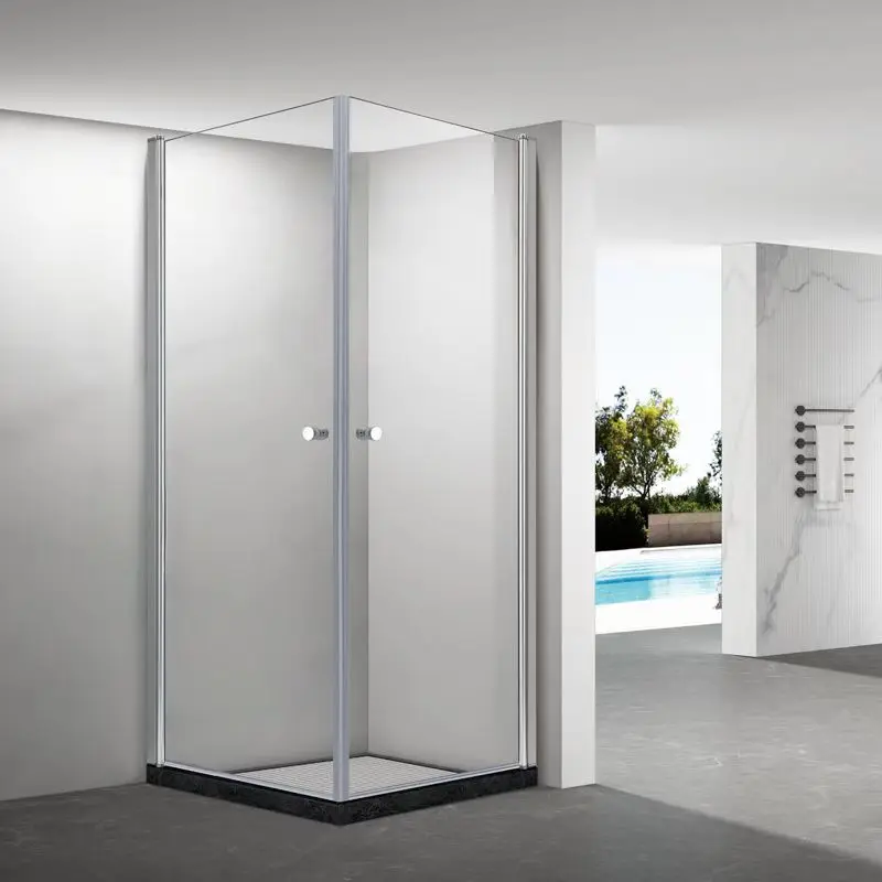 Квадратная стеклянная душевая кабина простого дизайна, угловая алюминиевая Поворотная душевая кабина