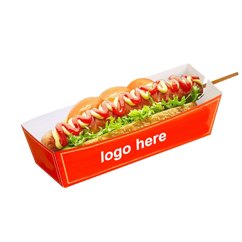 wholesale custom logo food box hot dog paper tray Takeout box Cheese stick Sushi Packaging Box Kraft Paper Food Packing