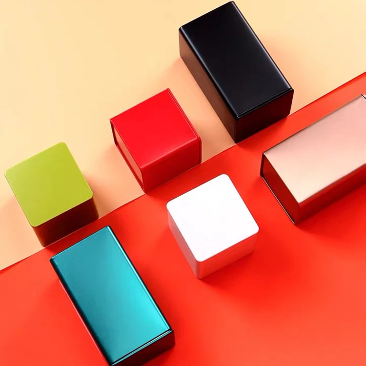 Fine Quality Airtight Green White Gold Black Red Blue Colored Tea Coffee Bean Cookie Storage Square Food Tin Box
