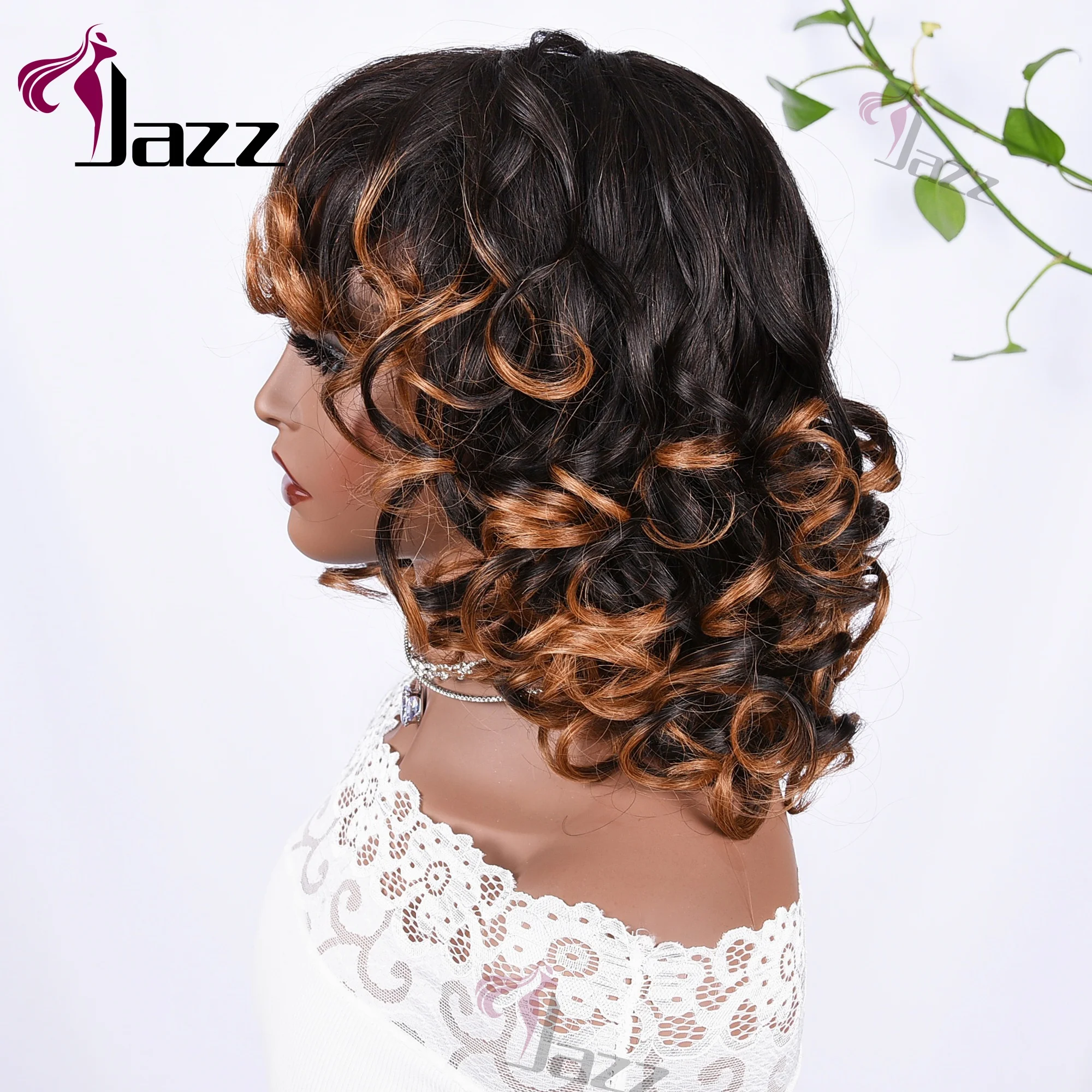 Glueless None Lace Human Hair Short Bob Wig New Design for Summer Brazilian Human Hair Bob Curl Machine Made Wig For Black Women
