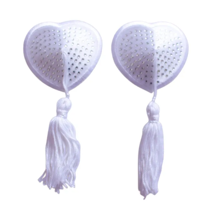 Reusable crystal Shiny Diamonds Adhesive Nipple Cover Pasties Bra with Tassel Heart Pasties Adhesive Nipple Cover