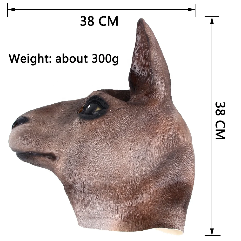 Halloween Novelty Donkey Head Mask Deluxe Costume Party Cosplay Latex Animal Head Full Head Adult Gray