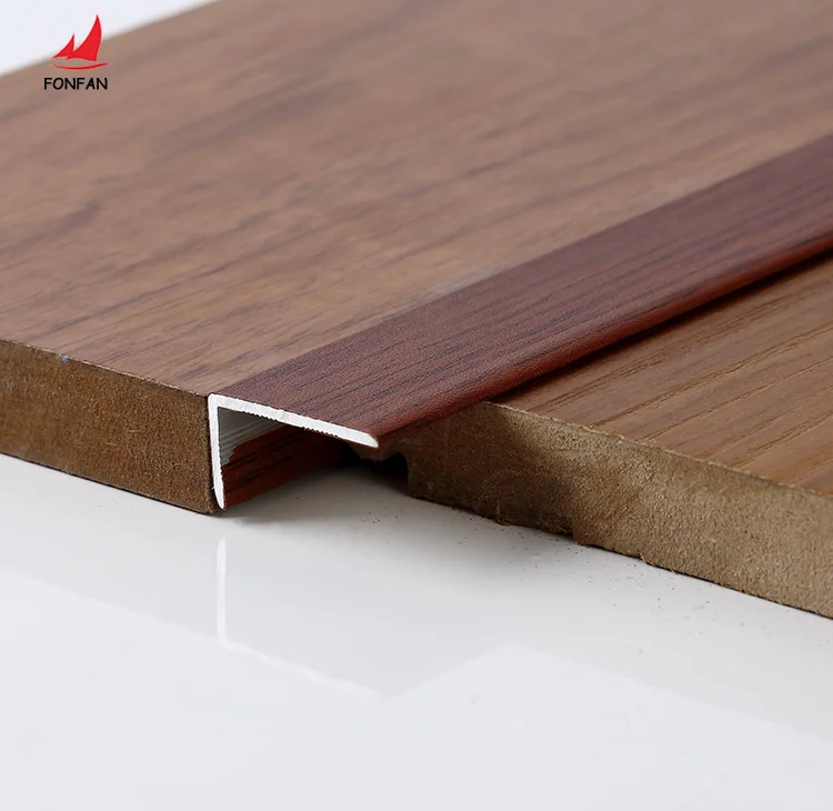 Right angle wood effect  aluminium tile floor trims timber floor trim transition metal strips