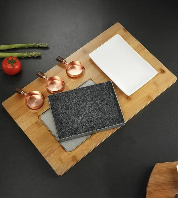 Popular kitchen steak stone hot cooking sets bbq grill lava basalt rock indoor bbq