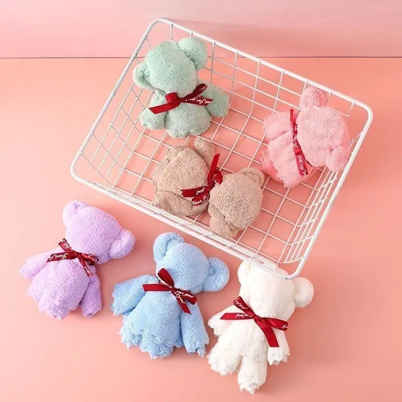 Coral velvet bear towel with hand gift box wedding shop activity opening gift towel printing logo wholesale
