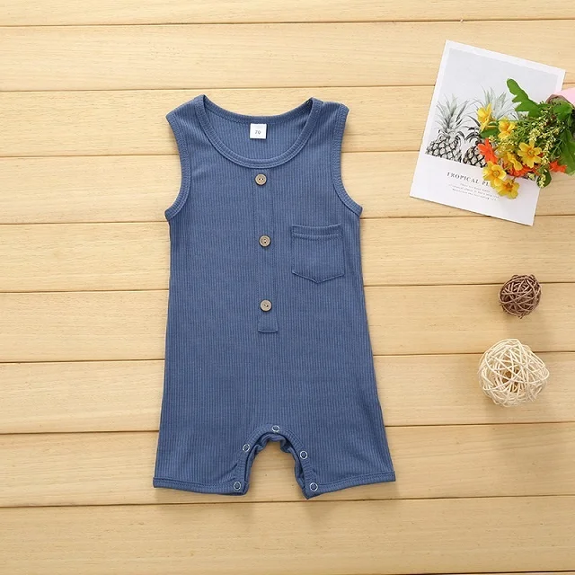 Children Summer Girls Boys Sleeveless Boutique Outfits Pure Cotton Baby Clothes Baby Boy Romper Blue And Yellow Cute Outfit