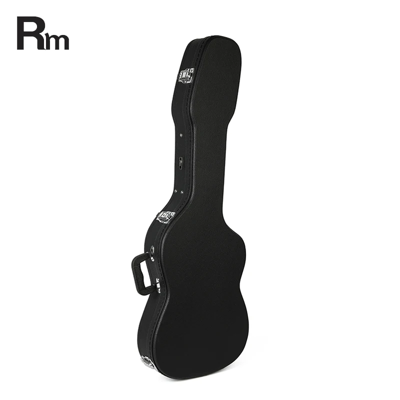 Black Electric Guitar Hard Case Leather Cover Wooden Guitar Case Bag Stylish Upright Custom Instrument Bags&Cases
