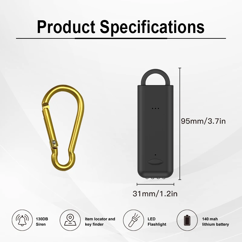 Wholesale Keychain Smart GPS Tracker Wireless Alarm Anti Lost Key Finder with women self defense alarming 130DB led lights