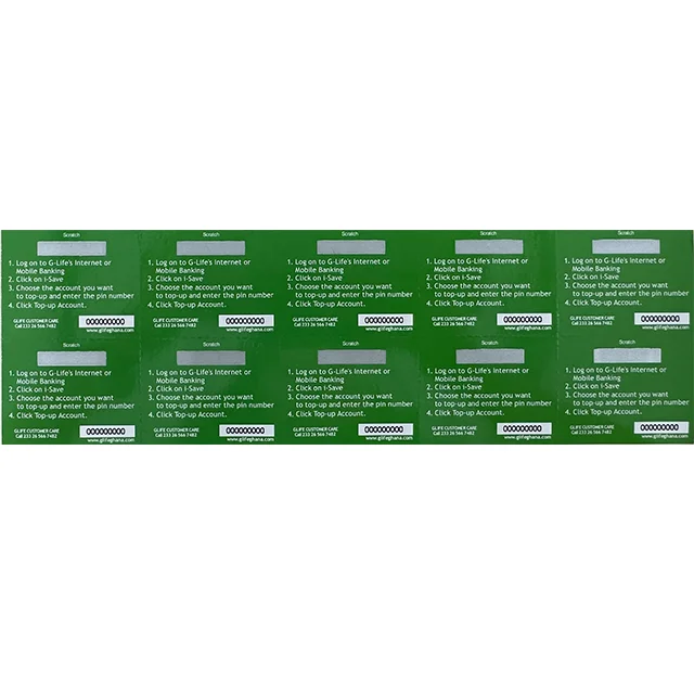 EagleFly Professional Manufacturer Customized Recharge Paper Cards Multi-pin Mobile Telecom Prepaid Scratch Card  Voucher