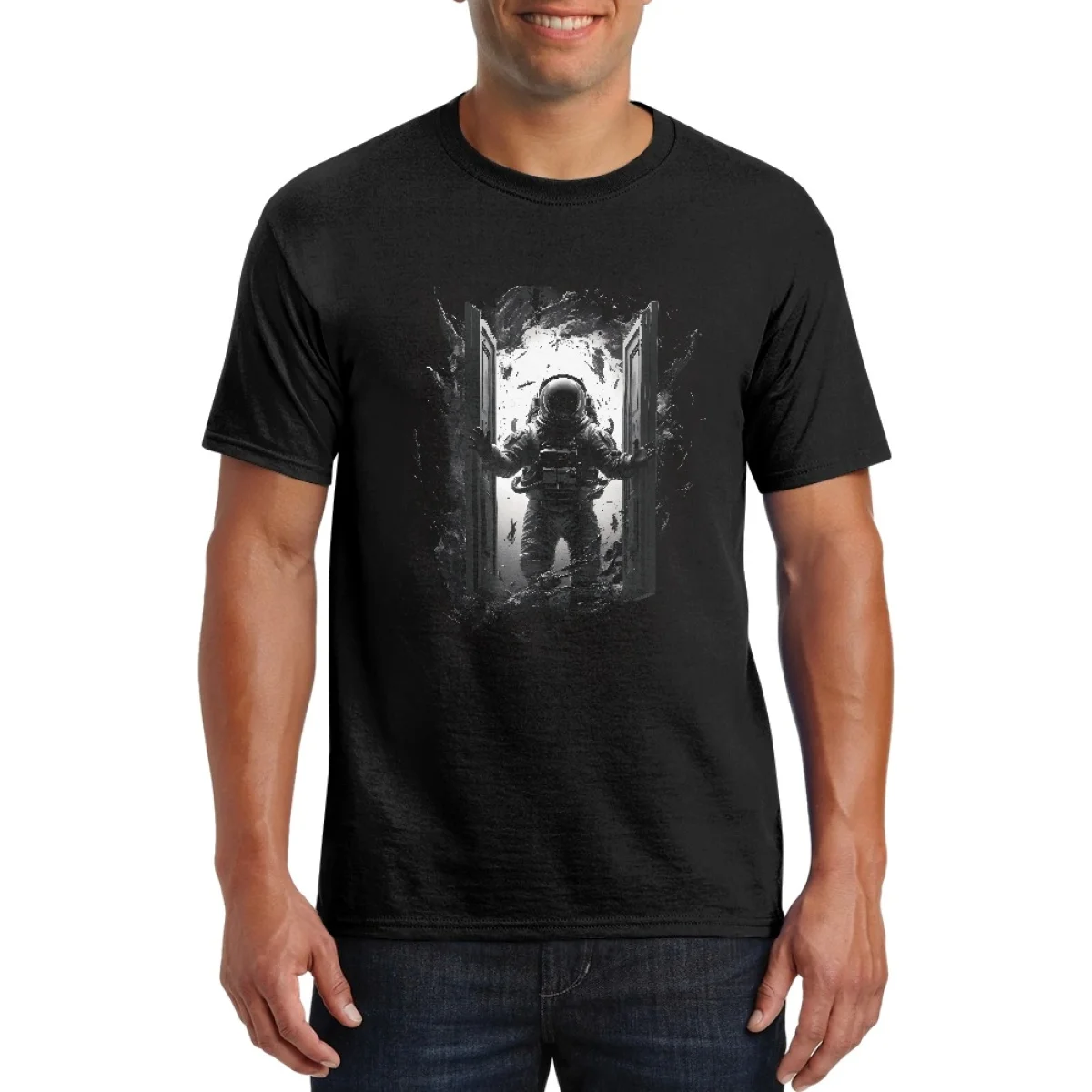 Heavyweight High Quality 100% Cotton Black O Neck Unisex Short Sleeve Print On Demand DTG Print T-shirts Summer Tee Shirt Custom