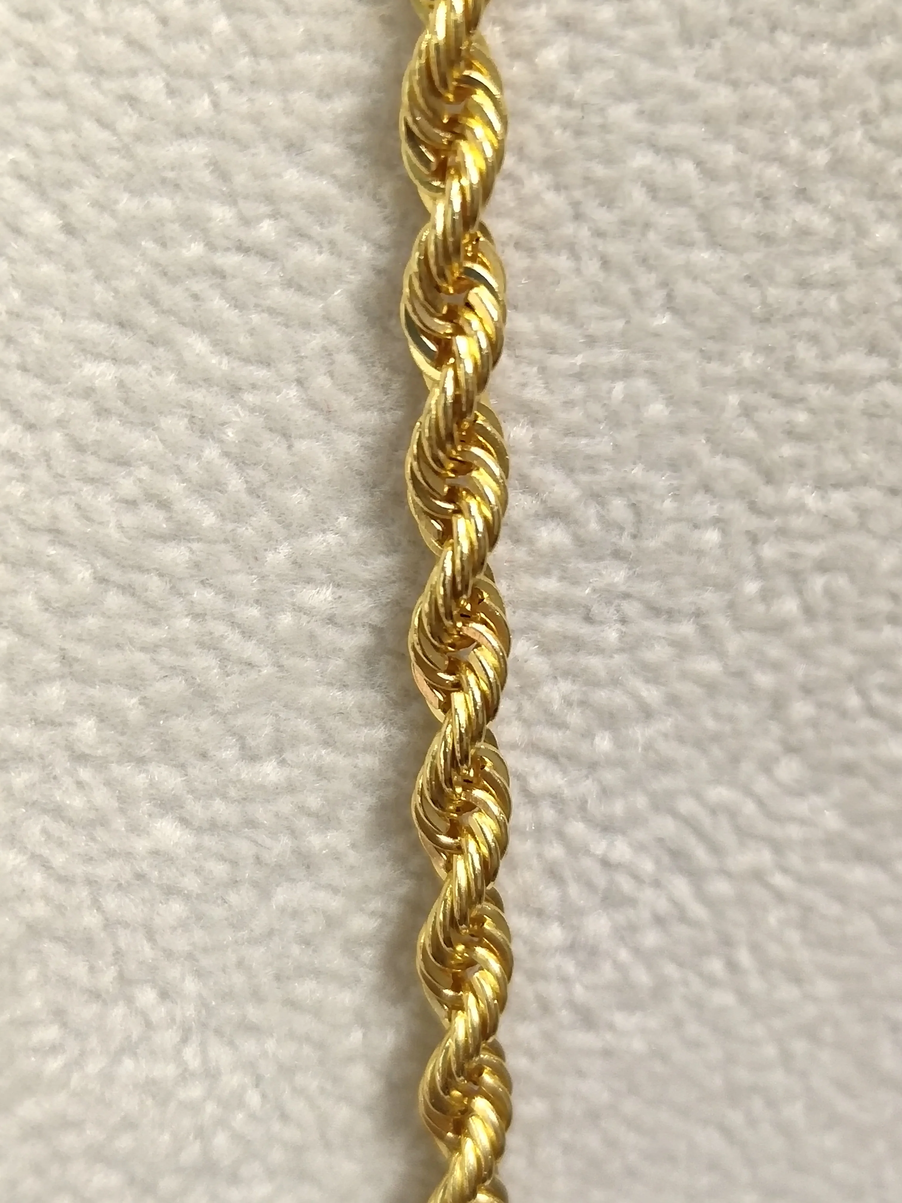 Pure Gold Hip Hop Jewelry18/20inch 3.5MM Yellow Gold Rope Chain 18K Gold Men Necklace