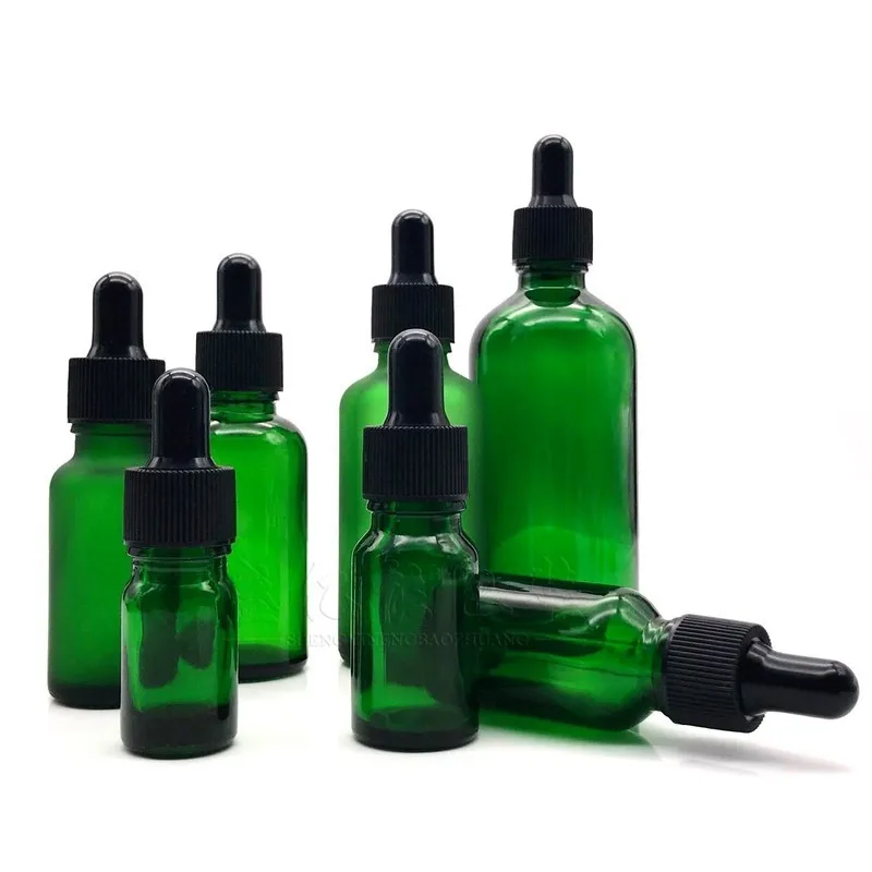 
5-100ml Green Essential Oil Bottle Essential Oil Dispensing Bottle Dropper Essence Bottle Glass Refilable Dropper Travel 