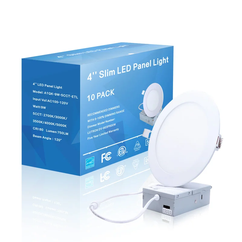 Canada Hot-selling Ultra Slim Led Pot Light 4inch 3CCT 5CCT Dimmable Round LED Slim Panel Light 100-120V