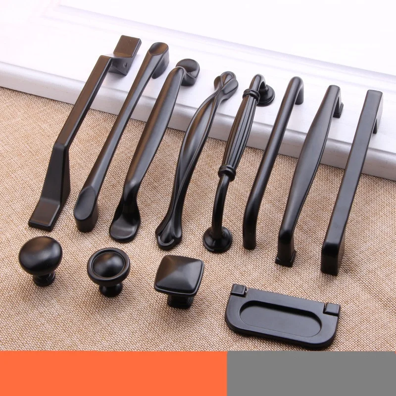 Manufacturer customized furniture hardware accessories American Style Vintage Black Color solid pulls handle for cabinet drawer