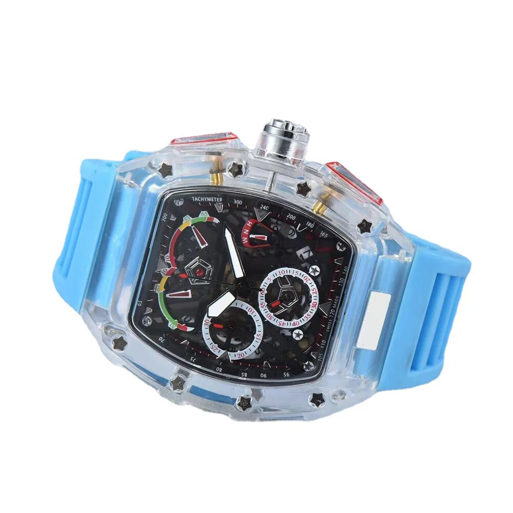 Men 2022 Male Silicone transparent case Watches For Man Sports cool Watch