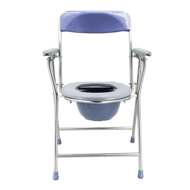 Medical hospital portable height adjustable easy clean stainless steel wheels seat shower toilet commode chair for elderly