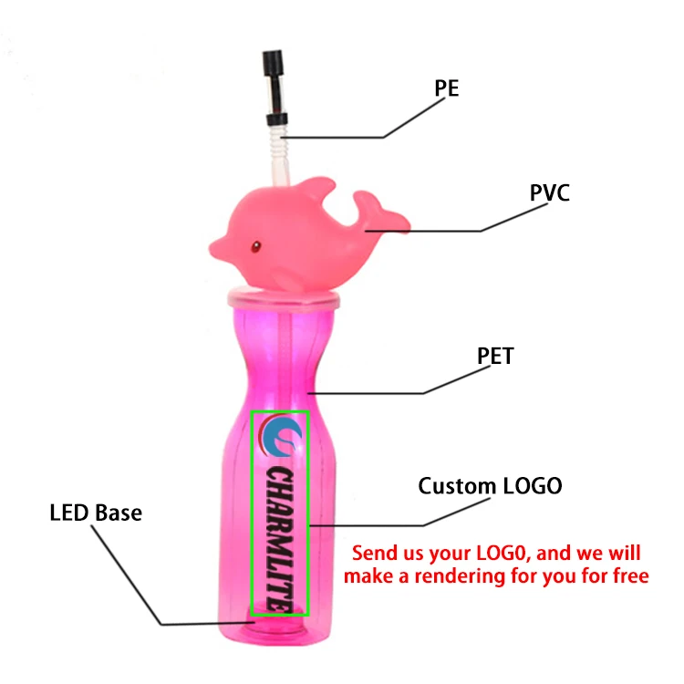 BPA Free Special LED 3D Animal Plastic Kids Cup 16 Oz Party Beverage Drinking Cup For Children