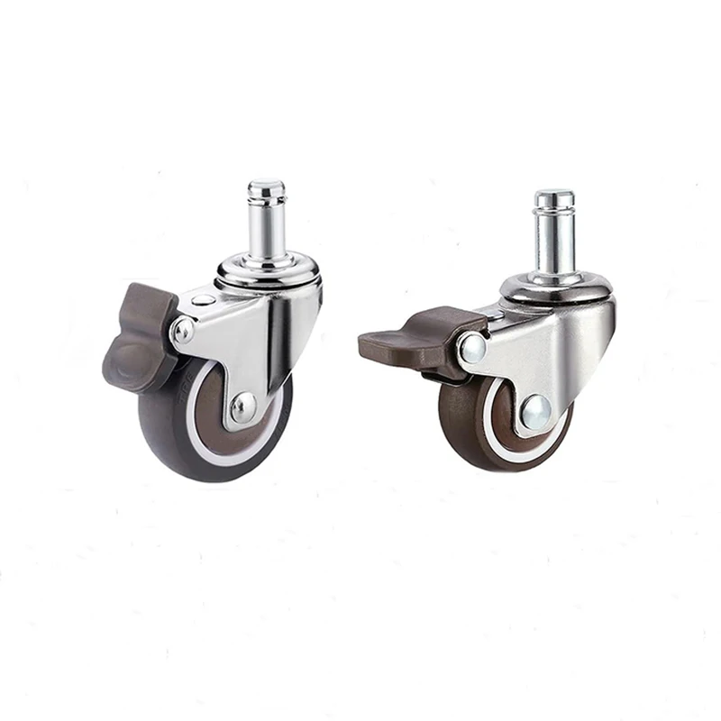 Soft Rubber TPE Furniture Caster Wheels Swivel Stem Casters 1/1.25/1.5/2 Inch Caster Wheel With Brake For Office Chair