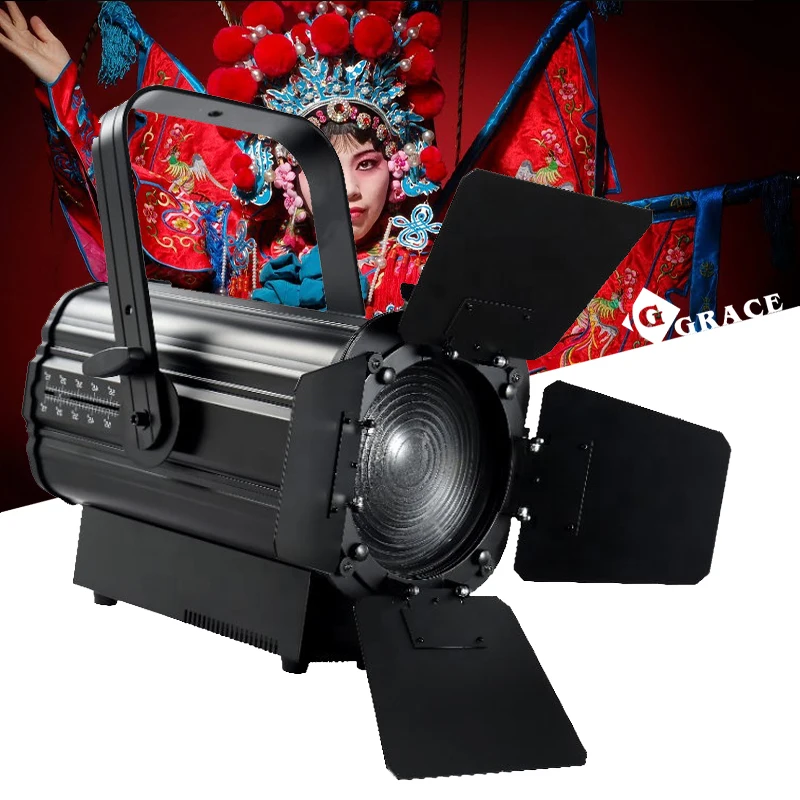 Igracelite 200W LED Fresnel Lens Studio Light Electric Zoom Stage Spotlight Theater Lighting