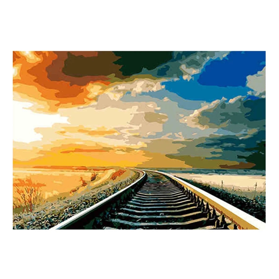 
Customize painting according to numbers Borderless Railway 40*50CM DIY oil painting by numbers 