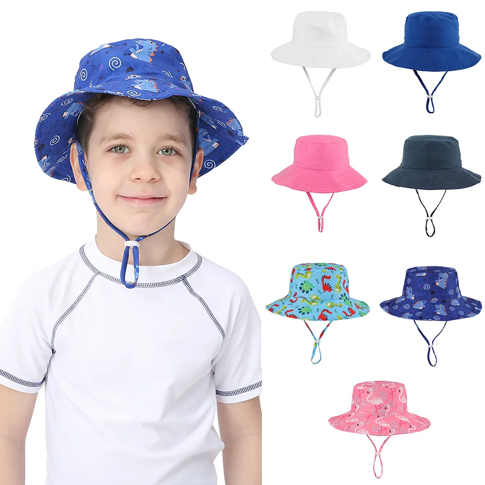 Whole cheap new style cotton beach hat bucket hats kids child sun hat