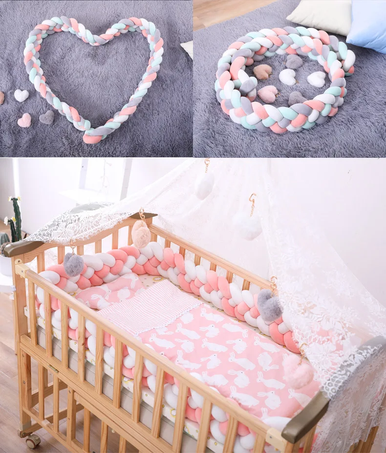 New born knot pillow parachoque de cama de beb crib protector baby braided bed bumper for cribbabys pillow