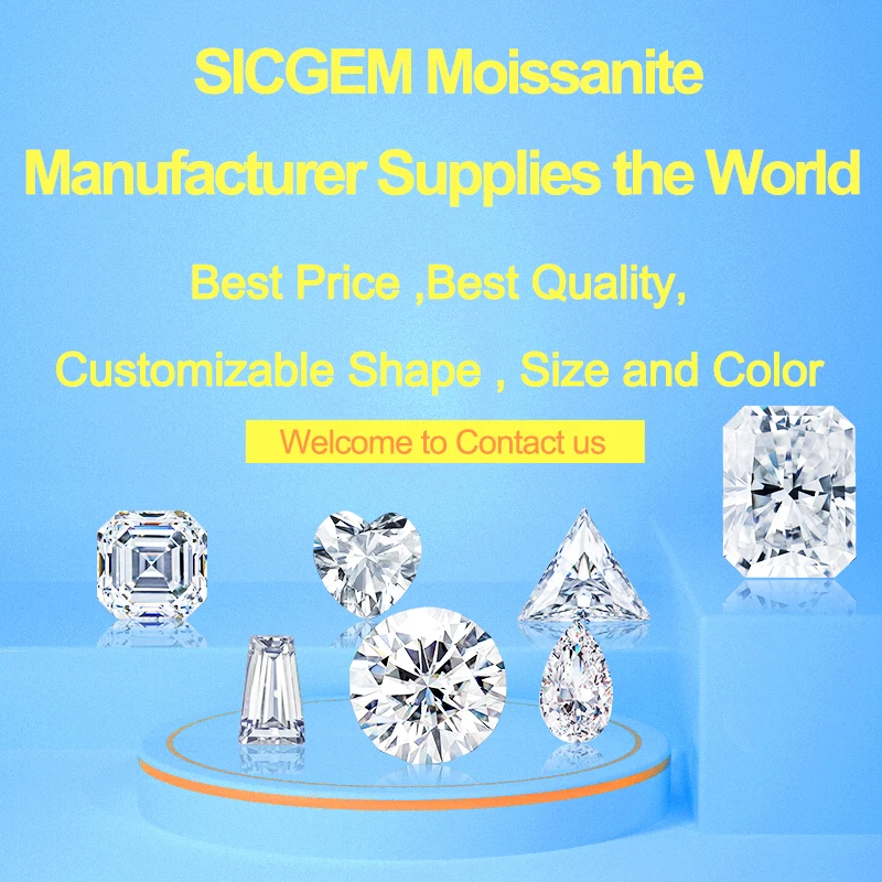 SICGEM Loose Gemstone Wholesale Synthetic Moissanite 14MM Round Big Size Price Per Carat Blue Moissanite Diamond