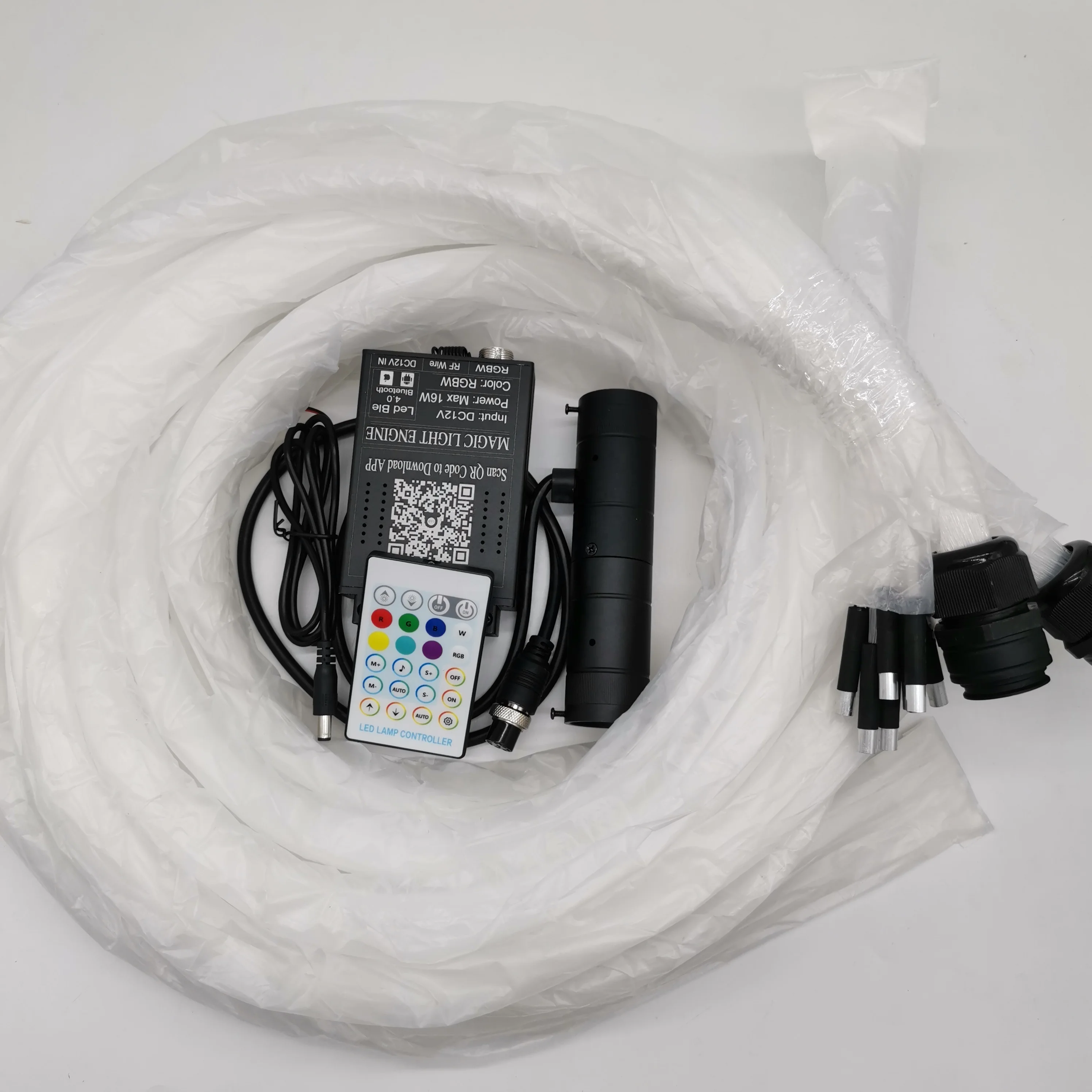 App 12V 16W Double Ports light engine with 1200 Pieces Flashing DIY Fiber Optic Light Kit