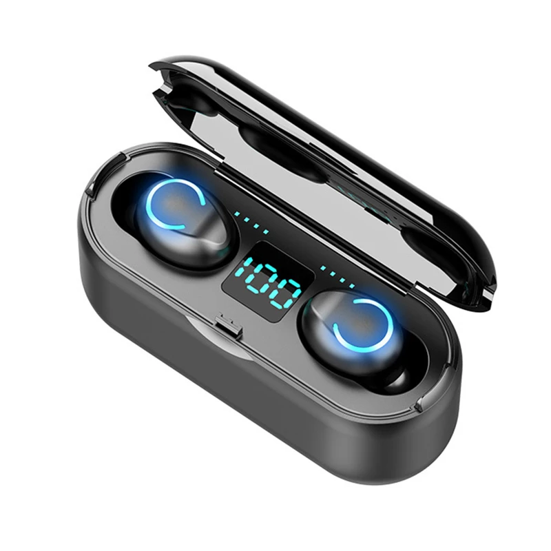 Portable F9-8 Wireless BT Headset Smart Audifonos Comfortable Powerbank Power LCD Display Earbuds Wireless Headphones F9-8 Tws