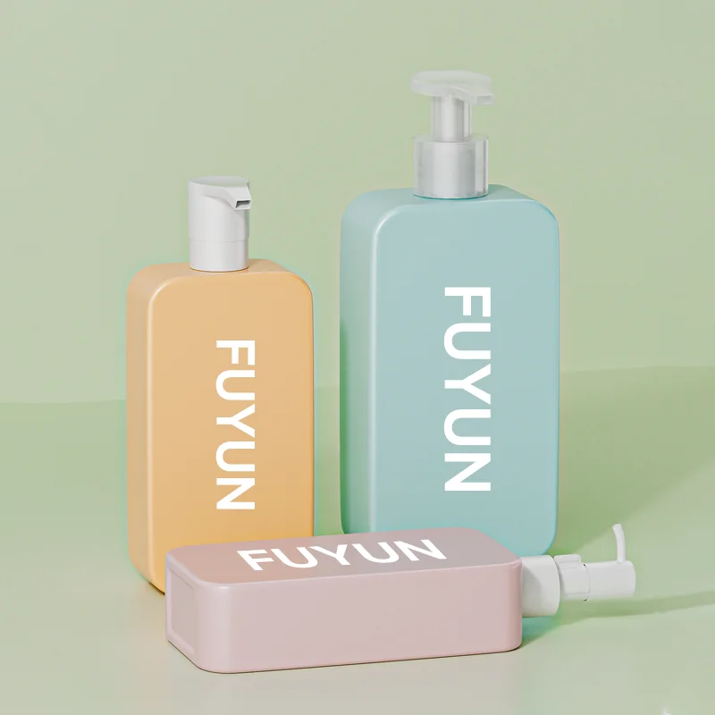 Fuyun MOQ 50 Factory Popular Square Refill Plastic Pump Bottle 250ml 350ml 500ml Liquid Soap Lotion Shampoo Bottle