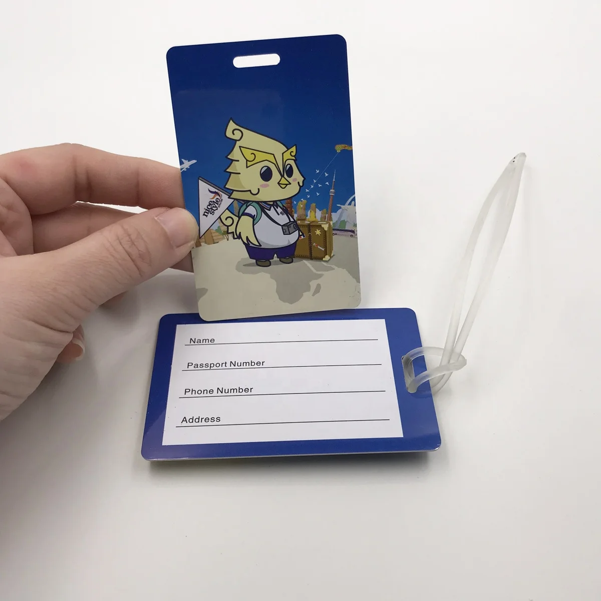 Customized Logo Bulk PVC Luggage Tag Leather Black Buckle Travel Accessories