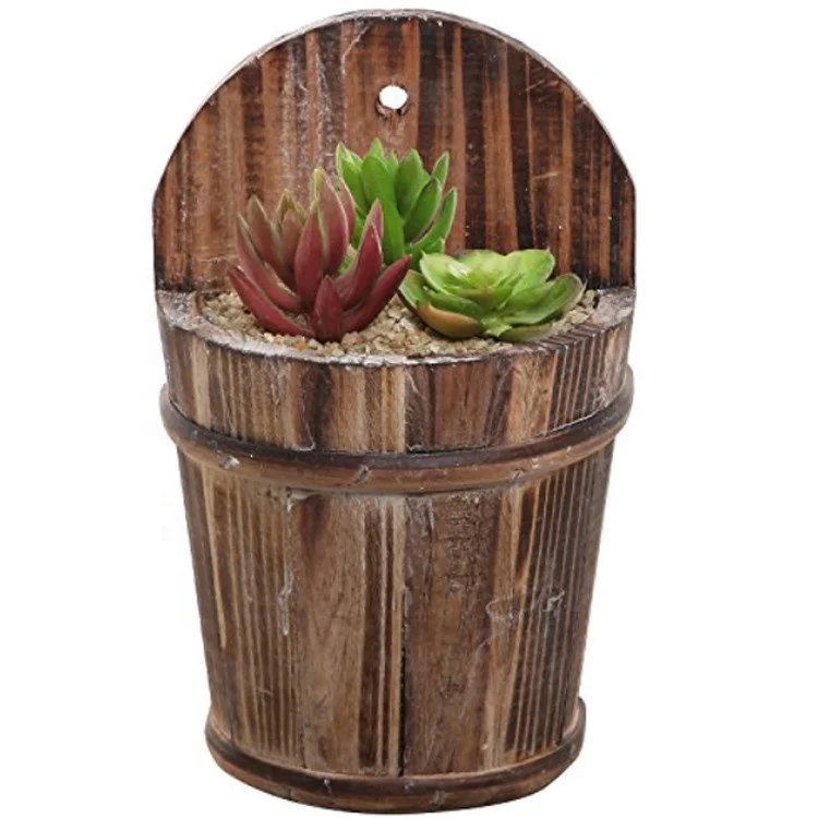 
Outdoor garden decor small hanging wooden mini flower pot 