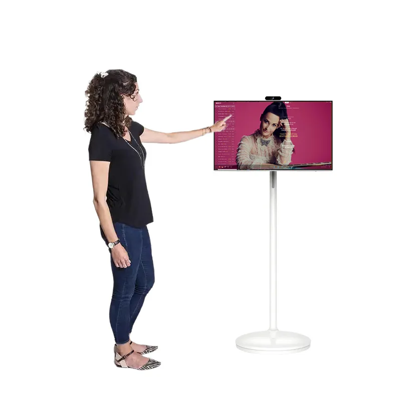 27-32 Inch 1080p Smart TV Stand by Me Movable Wireless Portable Android Monitor Home Use Floor Standing Touch Screen TV on Wheel