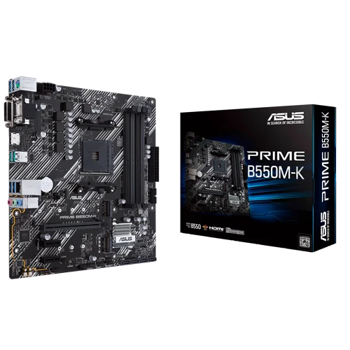 Desktop PRIME B550M-K Motherboard AMD,micro ATX,M.2, PCIe 4.0, 1 Gb , H/D-Sub/DVI, SATA 6 Gbps, USB 3.2 Gen 2 Type-A