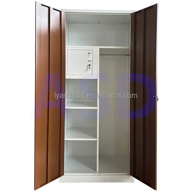 Wholesale color combination KD 2 swing doors metal locker steel wardrobe office metal cupboard for clothes cabinet iron locker