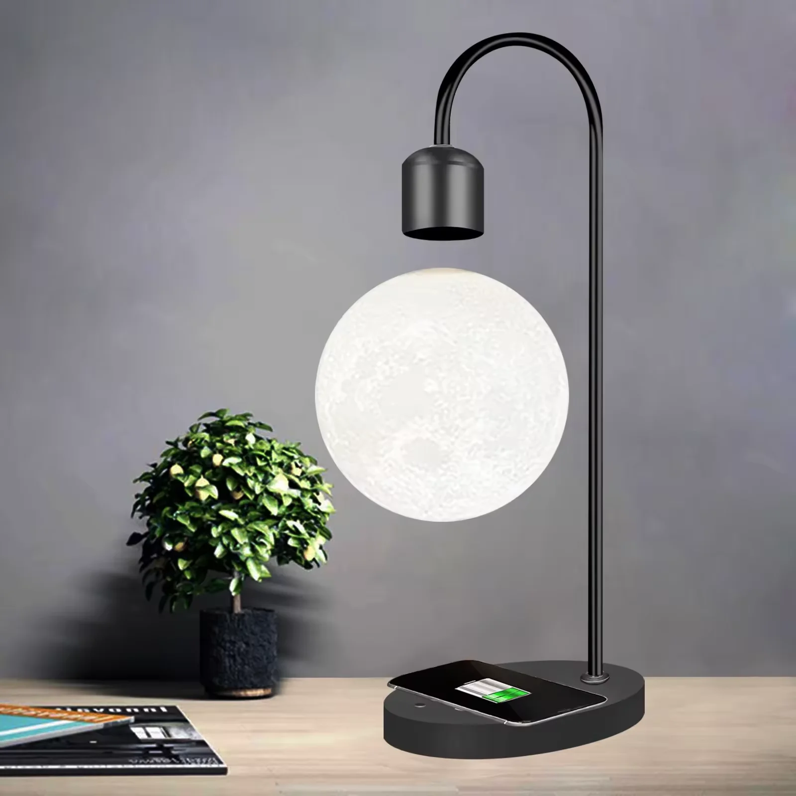 Magnetic Suspended Moon Desk Lamp 3d Ball Printing Levitation Lunar Led Light Levitate Speaker Magnetic Levitating Moon Lamp
