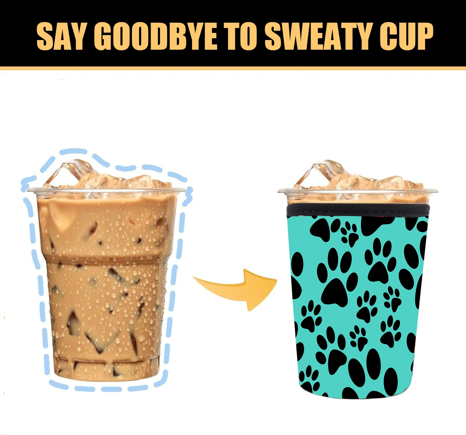 Custom Sublimation Reusable Insulated 3 size Iced Coffee Cup Insulator Sleeve Neoprene coffee Cup Sleeve Iced Beverages Holder