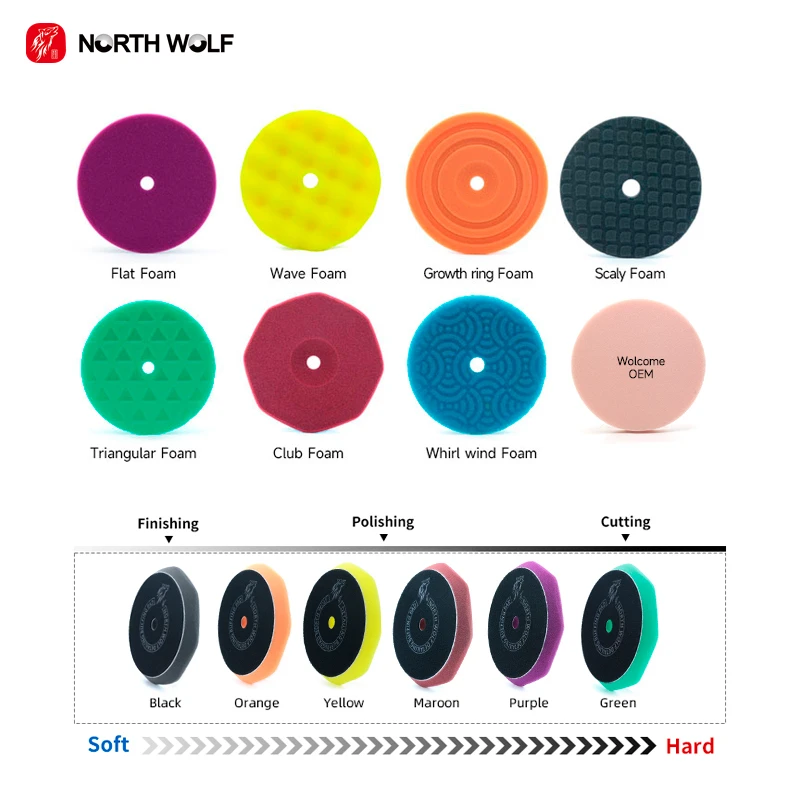 North Wolf Factory Foam Buffing Pad Auto Detailing Supplies Green Cutting Sponge Polish Pad