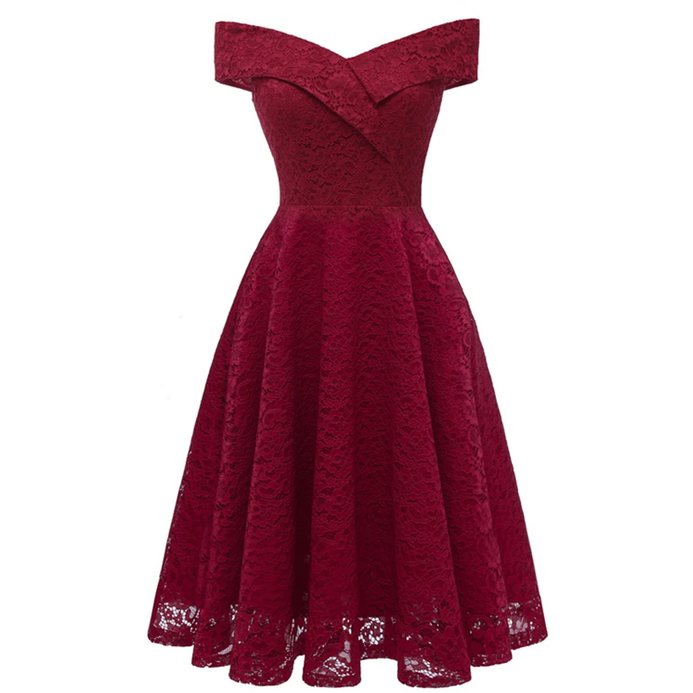 Новинка 2020, стильные сексуальные кружевные женские вечерние платья с открытыми плечами, бальное платье с V-образным вырезом